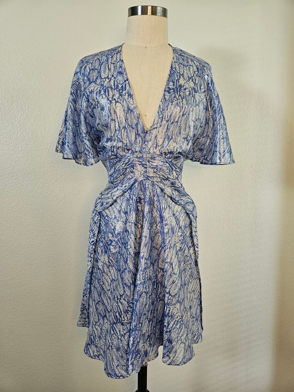 Maje Rolls Silk Printed Sparkling Kimono Dress, Size 1 (US S 2/4)